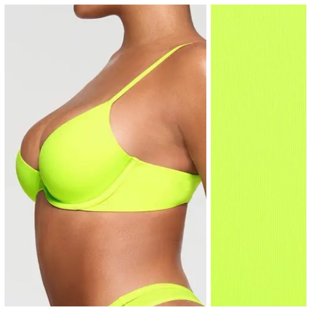 NWT Skims Fits Everybody Scoop Plunge Bra 34DDD 
Green Highlighter - Picture 2 of 9